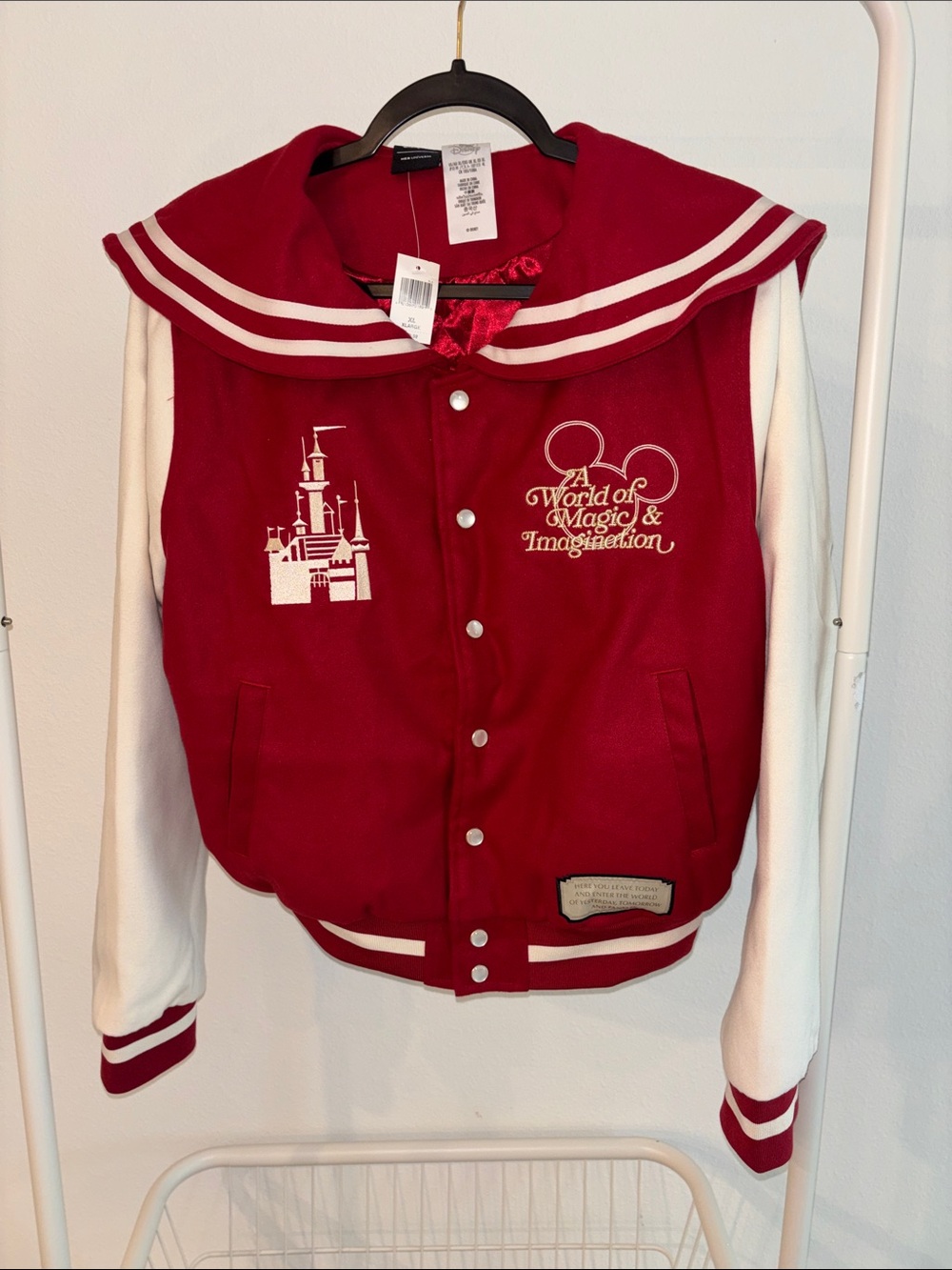 Women’s Red Her Universe Disney World Park Varsity Jacket